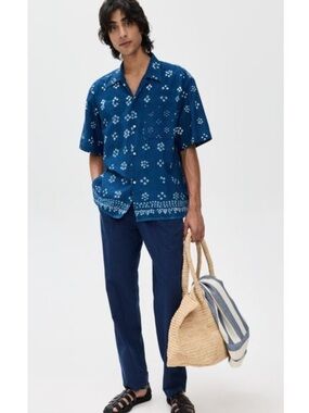 Kardo Indigo-Dyed Roy Kahdi Drawstring Lightweight Pull-On Pants Blue size XL